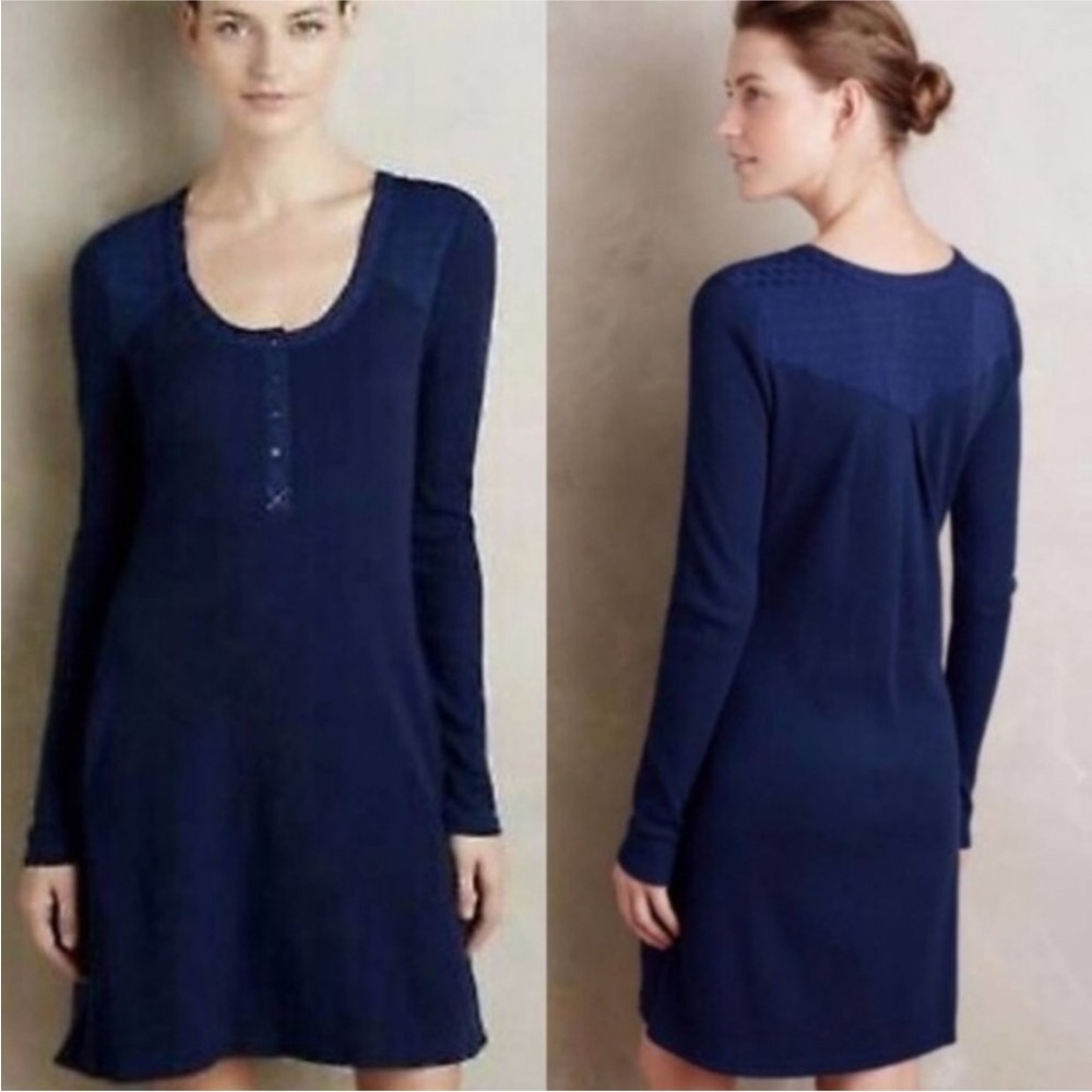 Anthropologie Saturday Sunday Henley Waffle Knit Dress